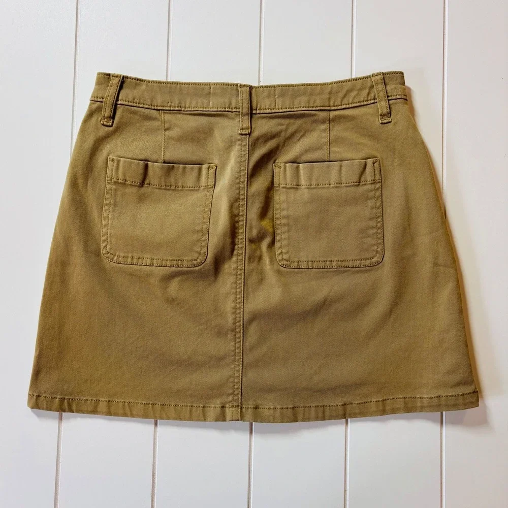 Vintage Y2K Hollister Khaki Stretch Mini Skirt Academia Neutral Size 3